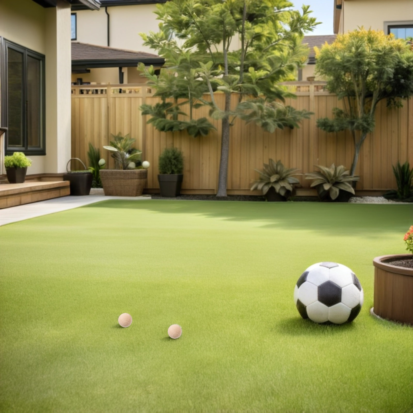 Croquet Set Lawn - 4 Stück Naturholz-Krokettkugeln 3,5 cm Holz-Kroketten-Set