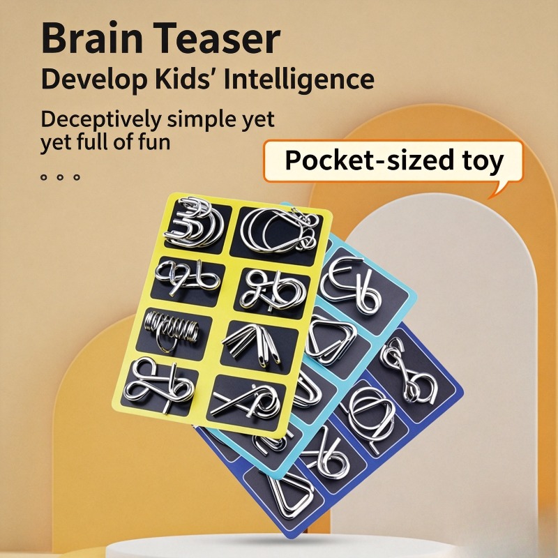 Party Games Classic - 8-teiliges Metall-Puzzle-Set, klassisches Denkspiel, ineinandergreifendes Entsperrspiel,