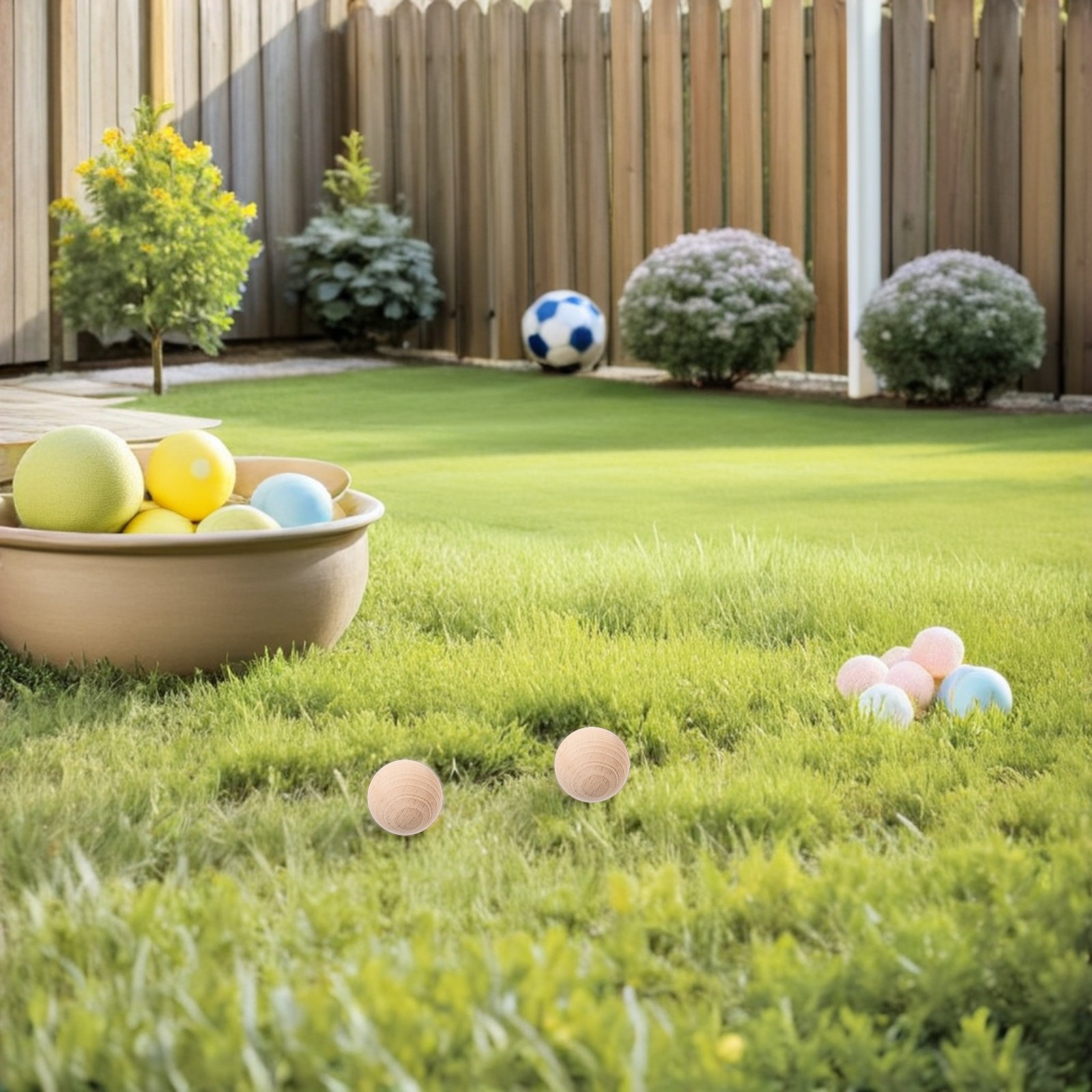 Croquet Set Lawn - 4-teiliges Croquet-Ball-Set aus Naturholz, 35 cm,