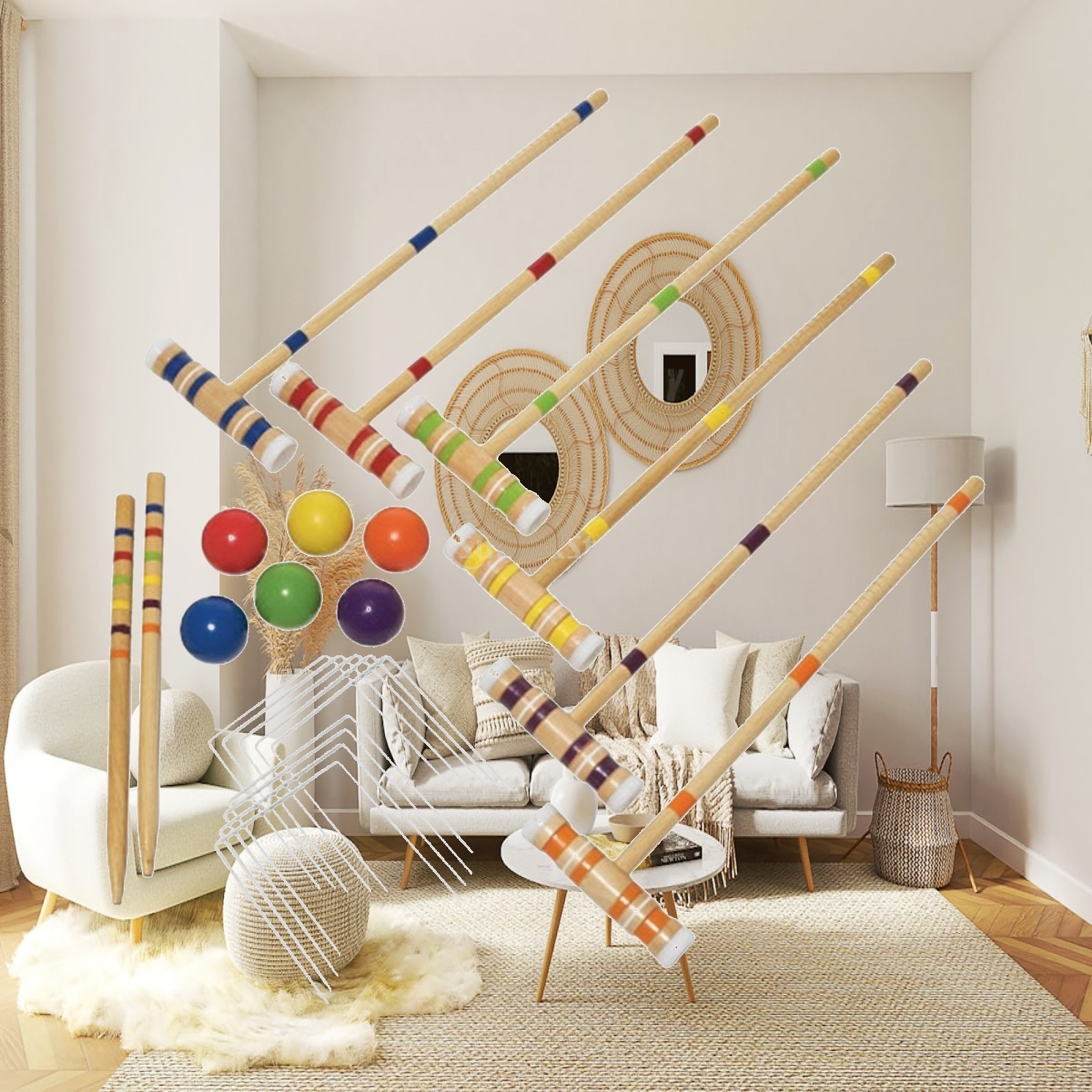 Croquet Set Lawn - Sechsspieler-Kroquet-Set Rasen-Kroquet-Spielset für Teenager, Hof und